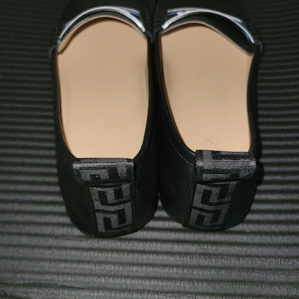 Versace Black and Blue Leather Slip-On Loafers - Picture 3 of 6